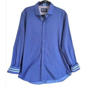 Robert Graham Modern Americana Mens Designer Geometric Casual Shirt Flip Cuff XL